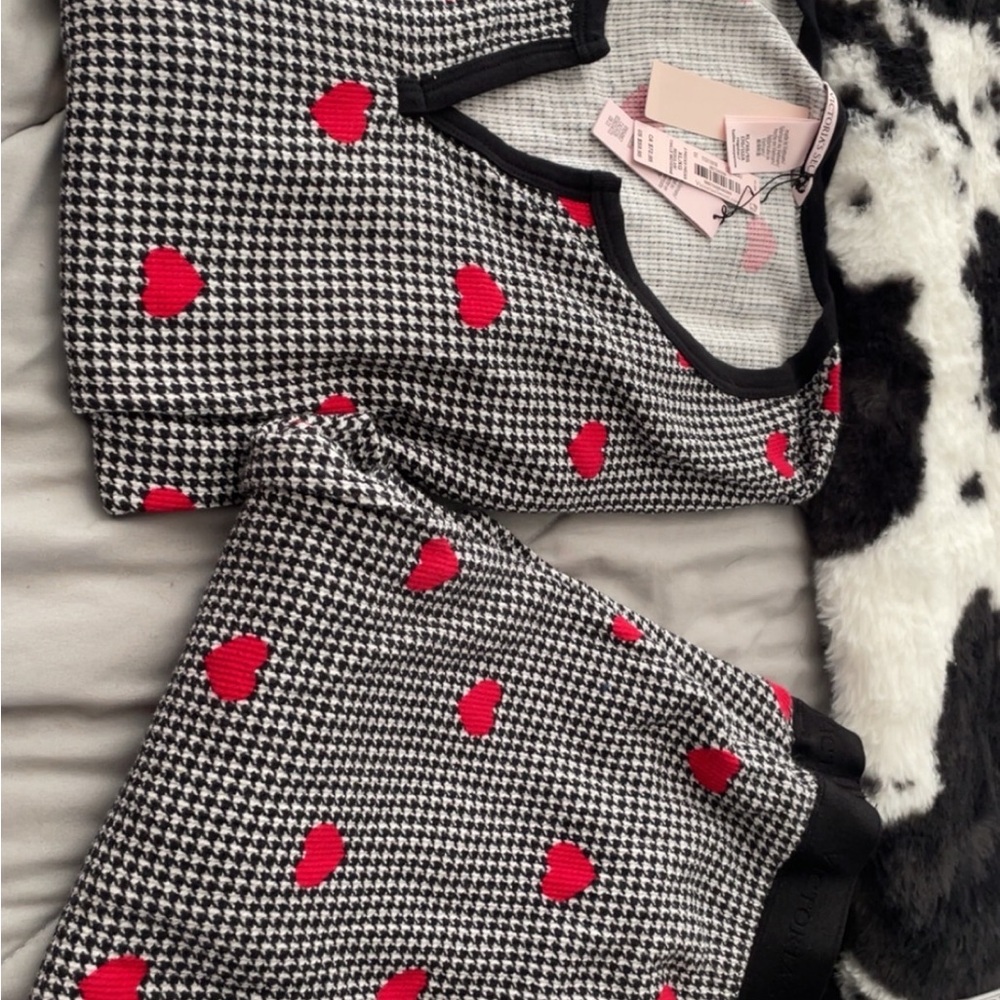 PINK Victoria's Secret Black and White Shapewear with Red Hearts